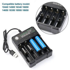 4x 3.7V 18650 Li-ion Rechargeable Battery + USB Smart Charger Indicator - The Remote Factory