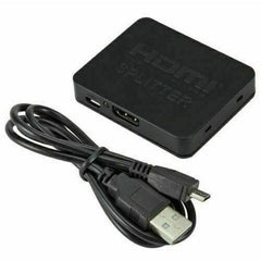 HDMI Splitter Amplifier 1 In 2 Out Video Duplicator 4K Full HD 3D Foxtel DVD etc - Battery Mate