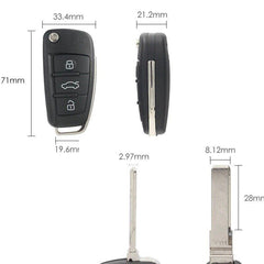 Modify Flip Remote Key for Audi A3 S3 A4 S4 TT 2006 2007 2008 P/N:8P0 837 220 D - The Remote Factory