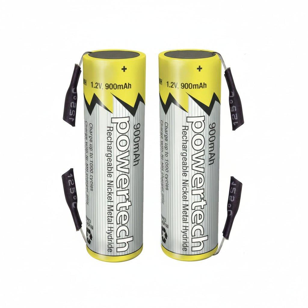 [2 Pack] AAA 900mAh Rechargeable Ni - MH Battery with Solder Tag | Replacement AAA 1.2V NiMH Cell for Battery Packs - Battery Mate