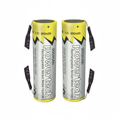 [2 Pack] AAA 900mAh Rechargeable Ni - MH Battery with Solder Tag | Replacement AAA 1.2V NiMH Cell for Battery Packs - Battery Mate