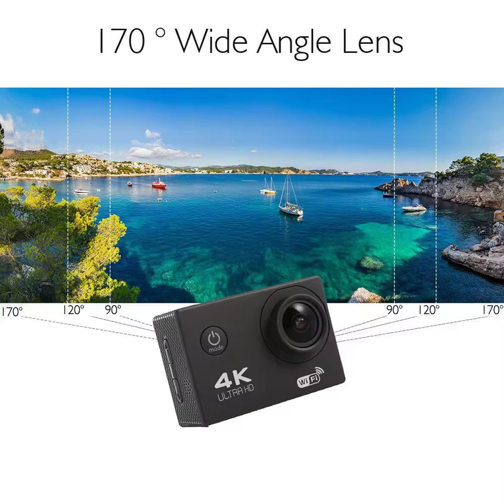Tavice 4K Action Cam with WiFi Waterproof Sports Camera | 4K Video | Remote Loop Recording | Motion Detection | 170° Wide Angle.