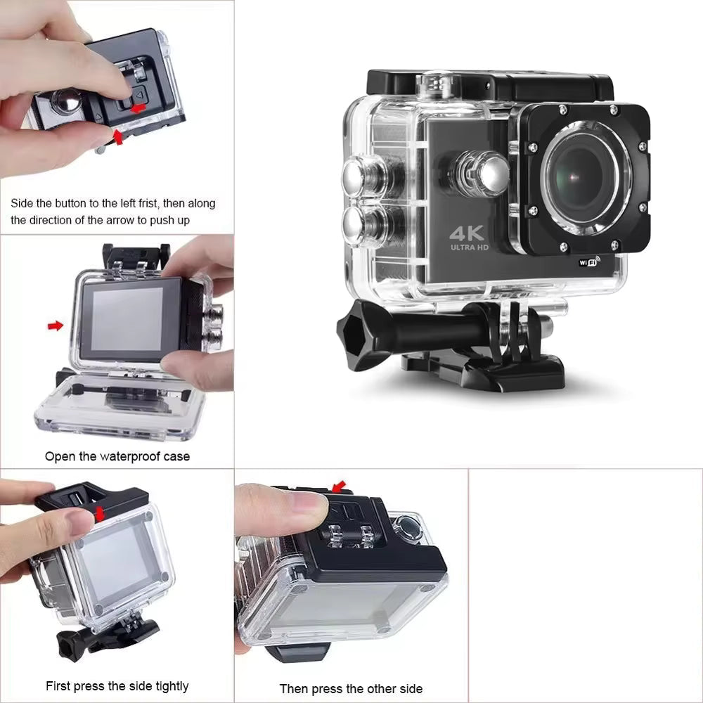 Tavice 4K Action Cam with WiFi Waterproof Sports Camera | 4K Video | Remote Loop Recording | Motion Detection | 170° Wide Angle.