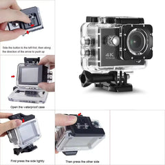 Tavice 4K Action Cam with WiFi Waterproof Sports Camera | 4K Video | Remote Loop Recording | Motion Detection | 170° Wide Angle.