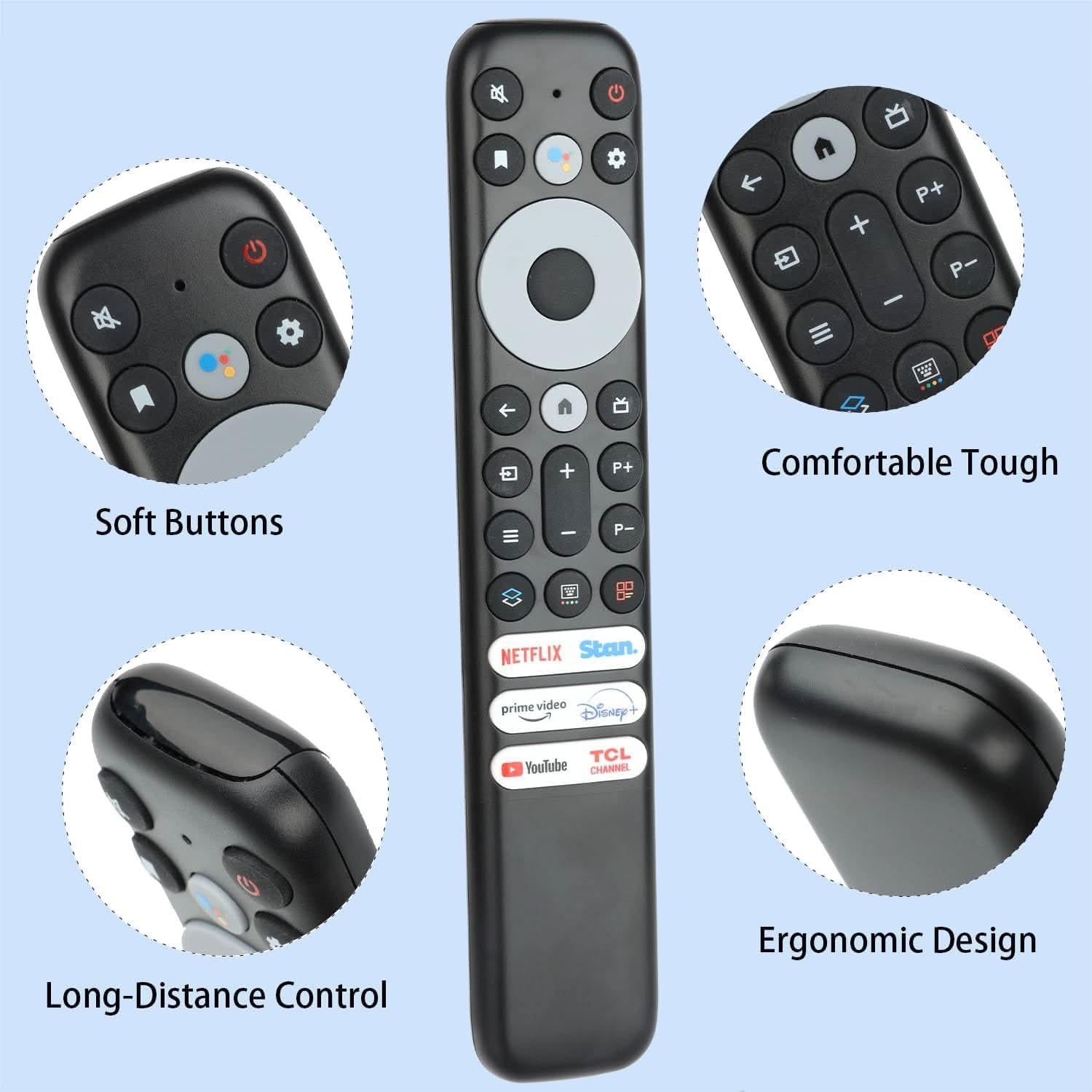 RC902V FAR1 Voice Remote Control – Compatible with TCL 4K & 8K Smart TVs - Battery Mate