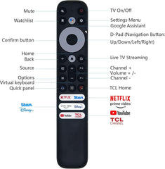 Replacement Remote Control for TCL 4K & 8K Smart TVs – RC902V FAR1/FMR2 Compatible (No Voice Function) - Battery Mate