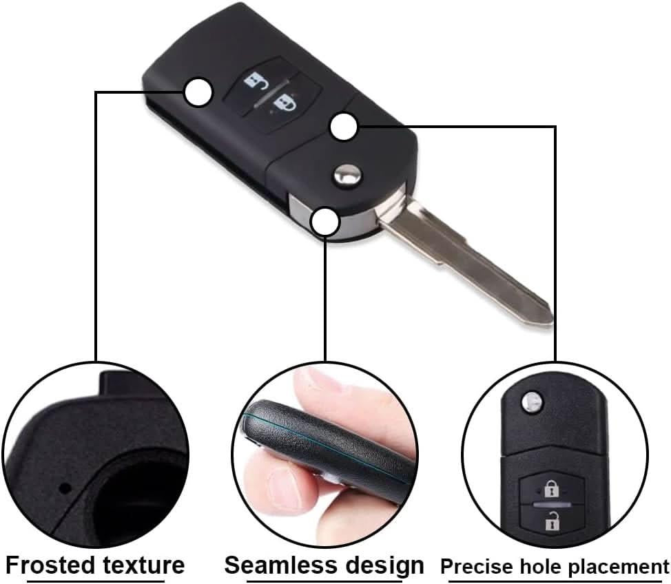 TAVICE 2 PACK Mazda 2 Button Remote Flip Key Shell Mazda 3 5 6 RX7 RX8 BT50 - With Logo - Battery Mate