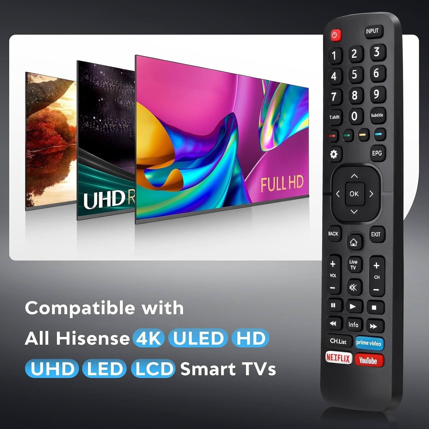 TAVICE EN2BS27H Remote Control Replacement for Hisense TV 50R5 55R5 58R5 65R5 65Q8 50S8 43R6 50R6 55R6 65R6 32S4 40S4 49S4 43S8 50S8 55S8 65S8 75S8 85S8 100S8 - Battery Mate