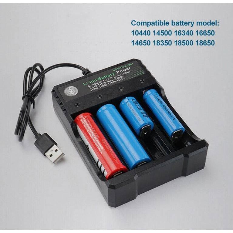 4x 3.7V 18650 Li-ion Rechargeable Battery + USB Smart Charger Indicator - The Remote Factory