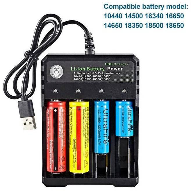 4x 3.7V 18650 Li-ion Rechargeable Battery + USB Smart Charger Indicator - The Remote Factory