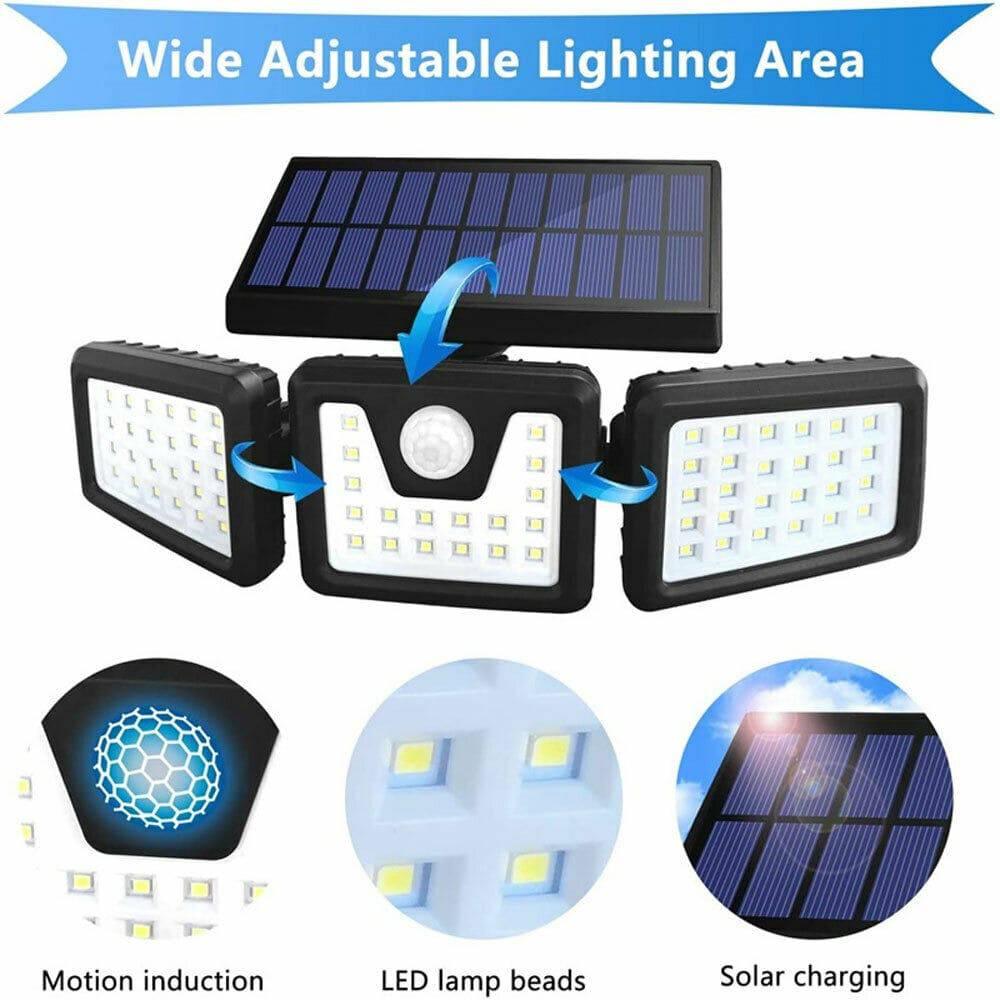74 LED 3 Head Garden Solar Lights Outdoor Fence Security Motion Sensor Lamp AU - The Remote Factory